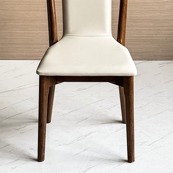 Traditional Chinese Rectangular Solid Wood Leather Dining Chair Backrest For Dining Room - Image 7