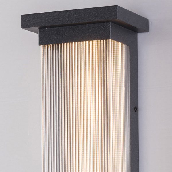 Modern Minimalist Waterproof Striped Rectangle Stainless Steel Acrylic Wall Sconce Lamp For Outdoor Patio - Image 9