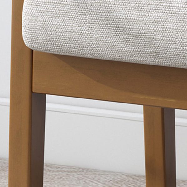 Modern Minimalist Square Upholstered Cotton Linen Fabric Solid Wood Chair For Living Room - Image 8