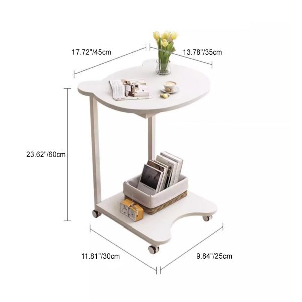 Modern Minimalist Panda Head Round Tabletop Artificial Board Plastic Side Table 1-Shelf For Living Room - Image 4