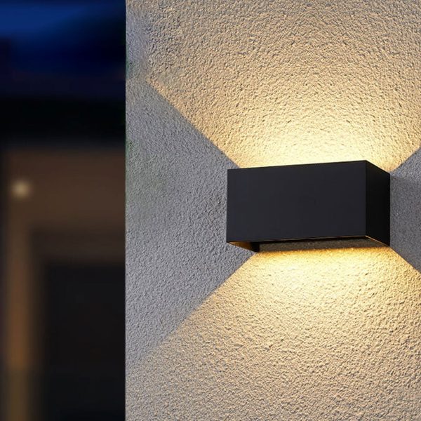 Modern Outdoor Waterproof Rectangular LED Up and Down Illuminated Outdoor Wall Sconce Lamp - Image 8