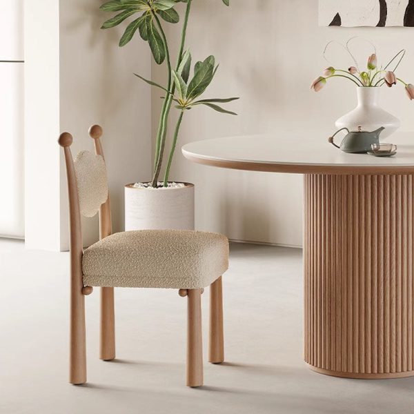 Modern Simplicity Vertical Square Frame Solid Wood Lambswoll Dining Chair Backrest For Dining Room - Image 12