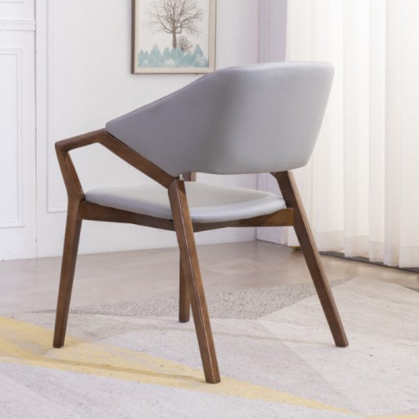 Contemporary Simplicity Square Leather Upholstered Wood Dining Chair Backrest Armrest For Dining Room - Image 17