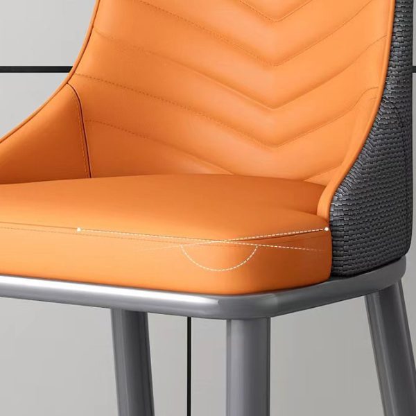 Modern Minimalist Square Four Legs Metal Leather Dining Chair Backrest Armless For Dining Room - Image 8