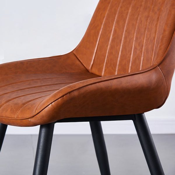 Modern Luxury Square Curved Leather Metal Dining Chair Backrest Armless For Dining Room - Image 5