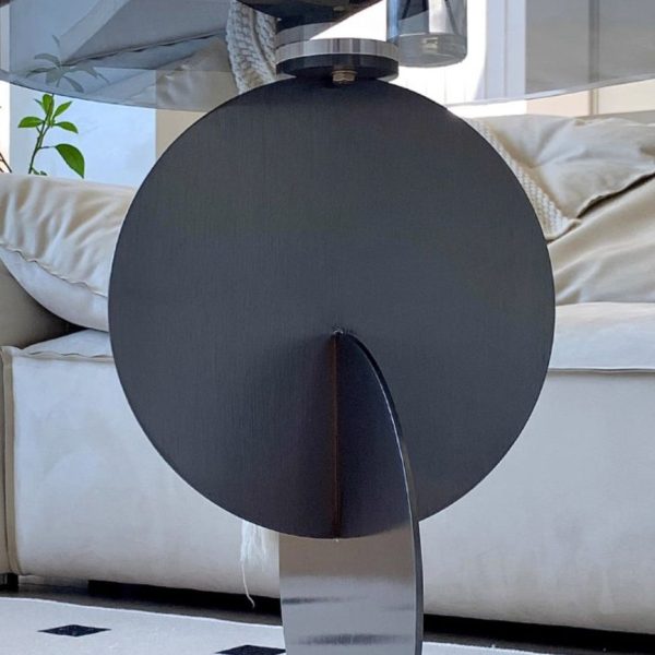 Modern Art Deco Round Combine Design Glass Metal End Table For Living Room - Image 12