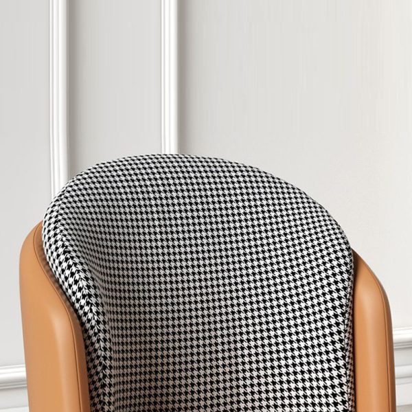 Modern Luxury Square Upholstered Curved Backrest Leather Fabric Iron Dining Chair For Dining Room - Image 5