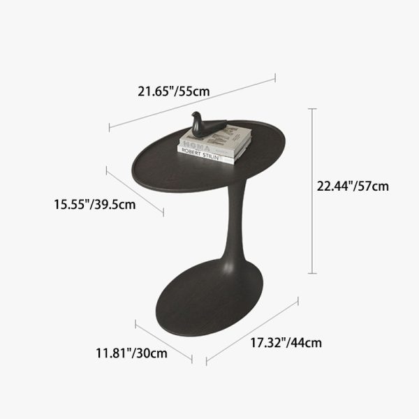 Modern Minimalist Oval Solid Wood End Table For Living Room - Image 4
