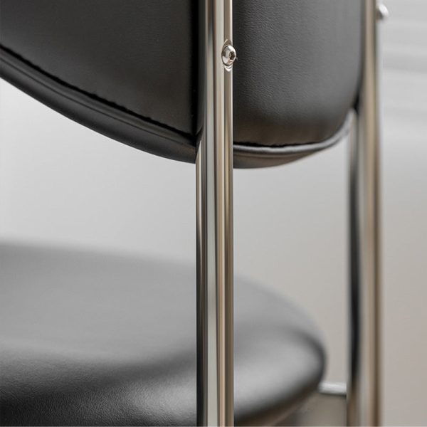 Modern Minimalist Square Round Corner Upholstered Leather Stainless Steel Dining Chair Curved Backrest For Dining Room - Image 7