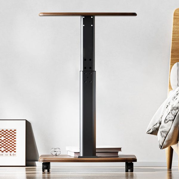 Contemporary Scandinavian Rectangular Wood Carbon Steel Tube Movable End Table 2-Tier For Living Room - Image 3