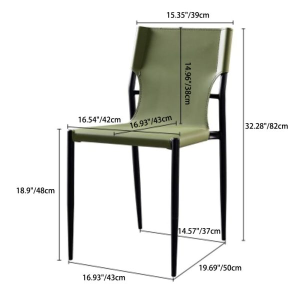 Contemporary Nordic Square Leather Carbon Steel Stackable Dining Chair Backrest For Dining Room - Image 6
