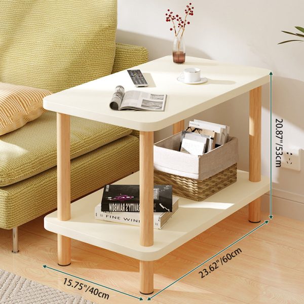 Traditional Japanese Wood Rectangular End Table 3-Tier For Living Room - Image 5
