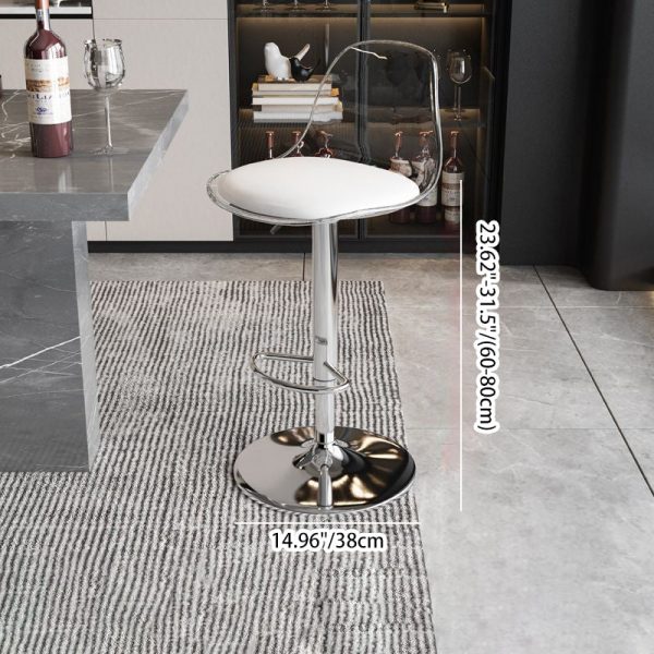 Contemporary Scandinavian Curved Acrylic Metal Base Adjustable Swivel Bar Stool Backrest Footrest For Kitchen - Image 4