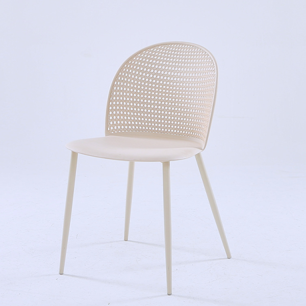 Modern Minimalist Arc PP Weaving Iron Dining Chair Backrest Armless For Dining Room - Image 13