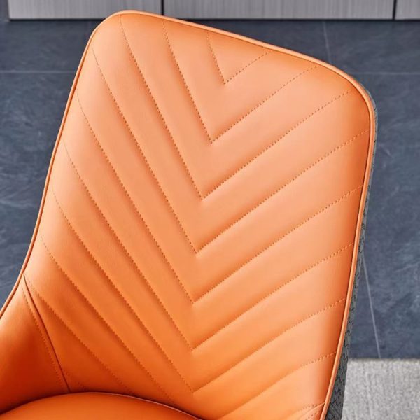 Modern Minimalist Square Four Legs Metal Leather Dining Chair Backrest Armless For Dining Room - Image 9
