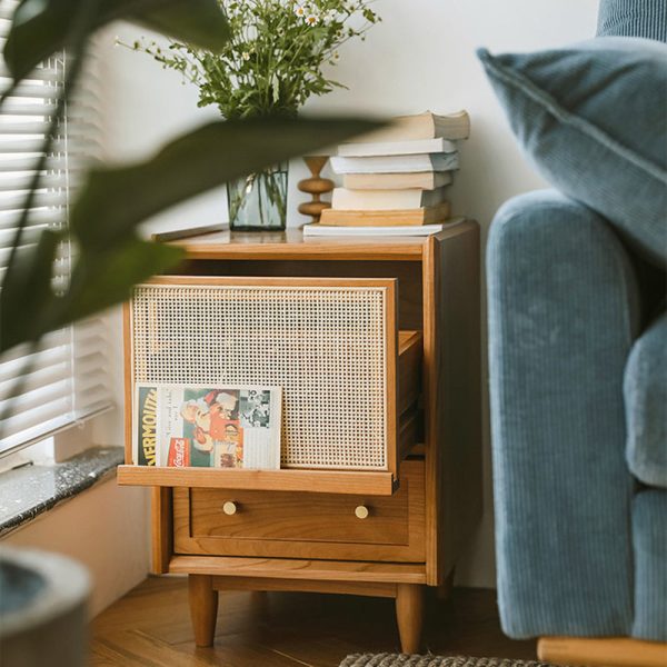 Contemporary Retro Square Solid Wood Nightstand 2-Drawer For Bedroom - Image 16