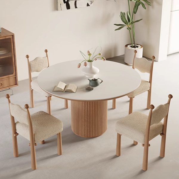 Modern Simplicity Vertical Square Frame Solid Wood Lambswoll Dining Chair Backrest For Dining Room - Image 2