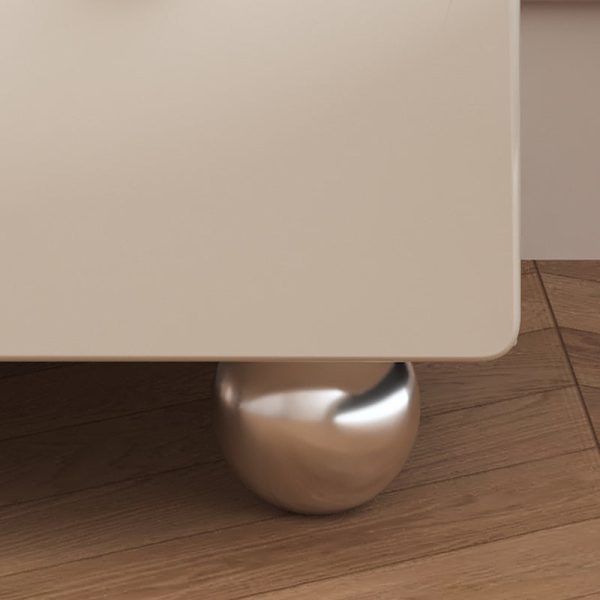 Contemporary Creative Rectangular Orb Artificial Plank Solid Wood Stainless Steel Nightstand 2-Drawer For Bedroom - Image 10