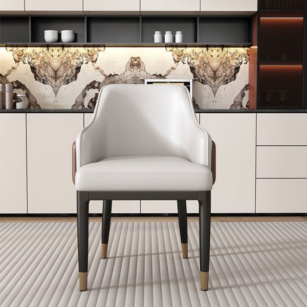 Modern Luxury Square Iron Metal Leather Sponge Dining Chair Armrest Backrest Four Legs For Dining Room - Image 9