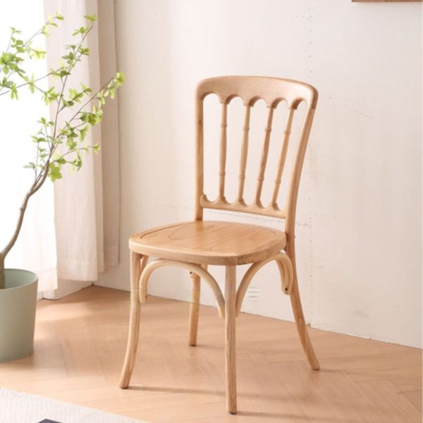 Traditional Vintage Round Rattan Solid Wood Dining Chair Backrest For Dining Room - Image 17
