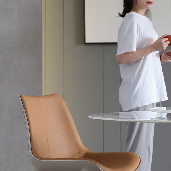 Modern Simplicity Cowhide Steel Sponge Square Curved Dinining Chair Backrest For Dining Room - Image 10