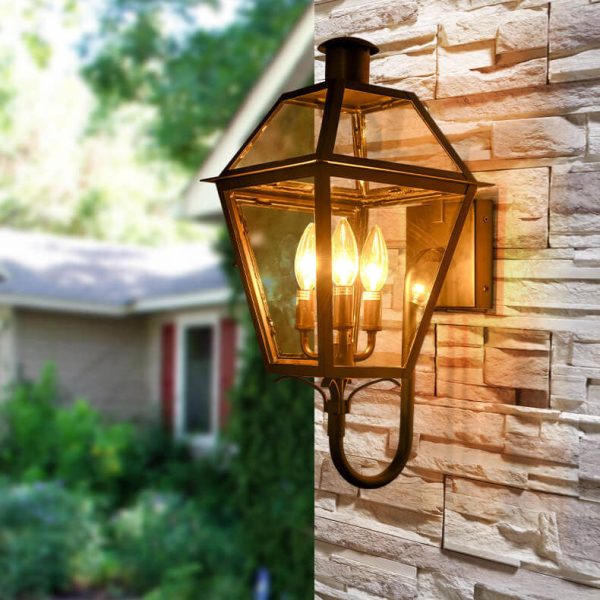 Industrial Waterproof Glass Lantern Iron 3-Light Outdoor Wall Sconce Lamp - Image 4