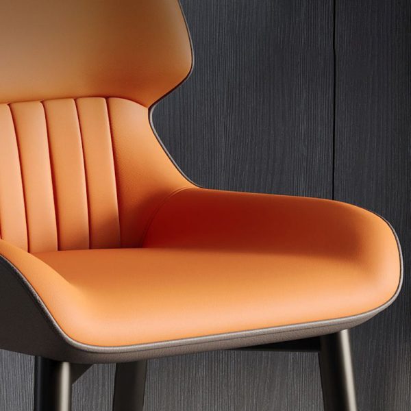 Modern Minimalist Steel Leather Dining Chair Backrest Armless For Dining Room - Image 7