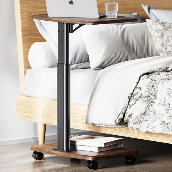 Contemporary Scandinavian Rectangular Wood Carbon Steel Tube Movable End Table 2-Tier For Living Room - Image 2