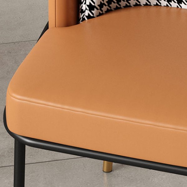 Modern Luxury Square Upholstered Curved Backrest Leather Fabric Iron Dining Chair For Dining Room - Image 7