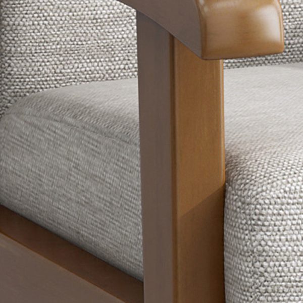 Modern Minimalist Square Upholstered Cotton Linen Fabric Solid Wood Chair For Living Room - Image 7