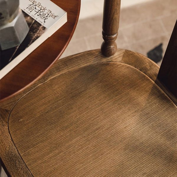 Traditional Vintage Scallop Shape Solid Wood Frame Dining Chair Slat Back Footrest For Dining Room - Image 8