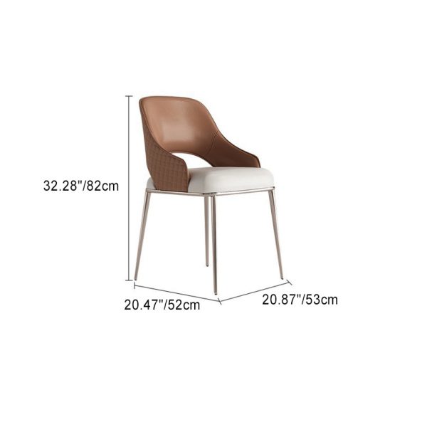 Modern Minimalist Square Stainless Steel Leather Foam Dining Chair Four Legs Backrest For Dining Room - Image 4