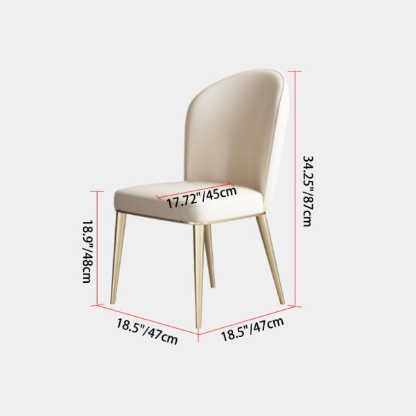 Contemporary Nordic Curved Leather Upholstered Metal Tapered Legs Dining Chair Backrest For Dining Room - Image 5