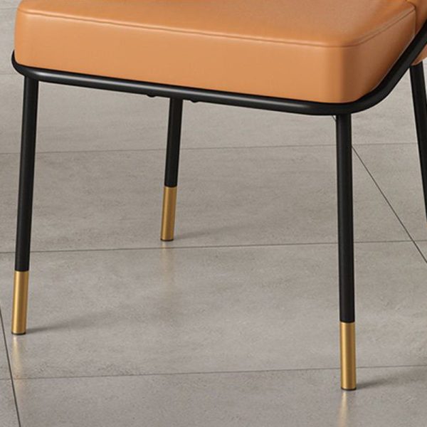 Modern Luxury Square Upholstered Curved Backrest Leather Fabric Iron Dining Chair For Dining Room - Image 8