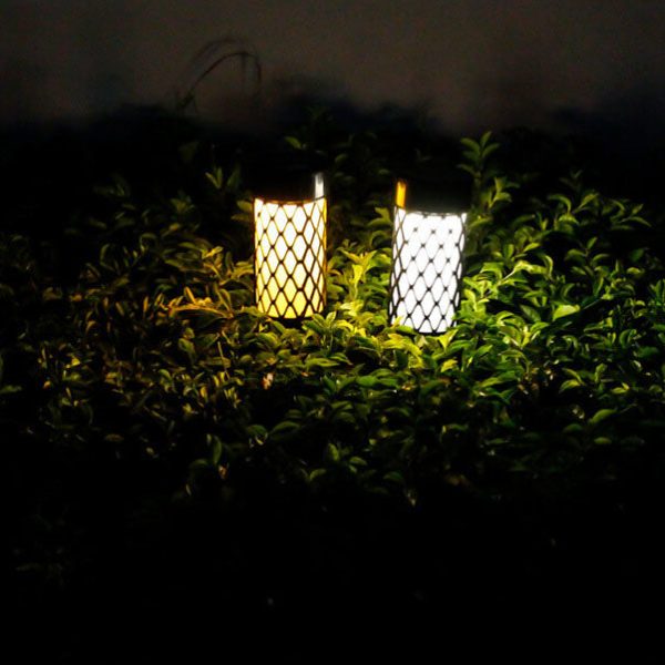 Outdoor Solar Waterproof ABS Weaving Cylindrical Cage LED Lawn Insert Landscape Light - Image 4