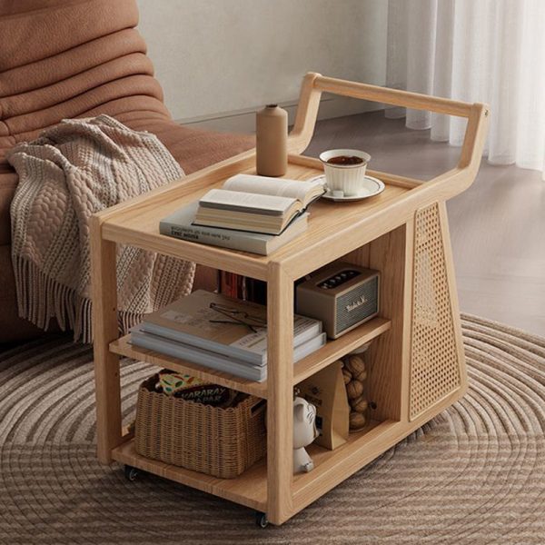 Contemporary Retro Solid Wood Movable Multifunctional Storage End Table 3-Tier For Living Room - Image 19