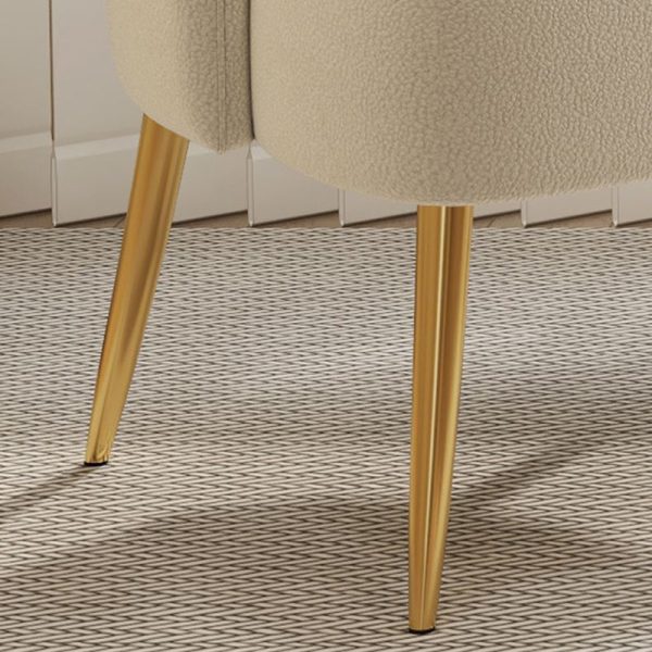 Modern Minimalist Curved Back Solid Wood Sponge Metal Accent Chair Backrest Armrest For Living Room - Image 6