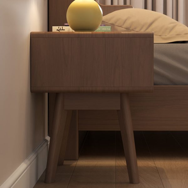 Modern Simplicity Square Cubic Rectangular Rubber Wood Nightstand 1/2 Drawer For Bedside - Image 12