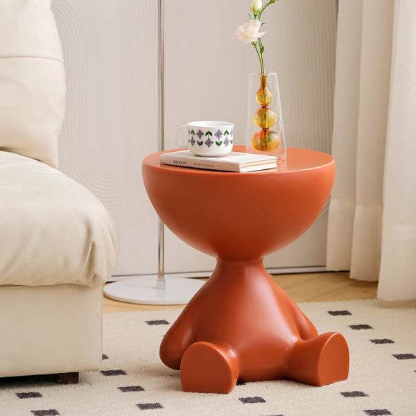 Contemporary Scandinavian Round PE Cartoon Bear Base End Table For Living Room - Image 21