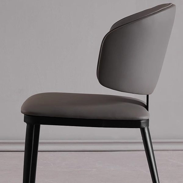 Modern Minimalist Square Cushion Microfiber Leather Carbon Steel Dining Chair Backrest For Dining Room - Image 13
