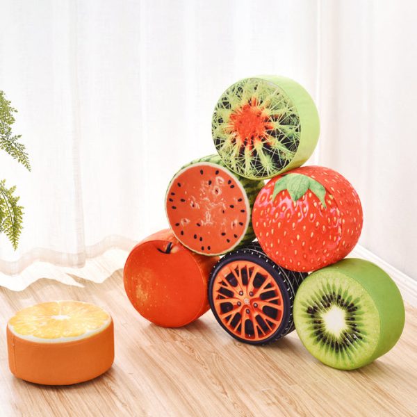 Contemporary Creative Fruit Pattern Round Fabric Pouf Footstool For Living Room - Image 8