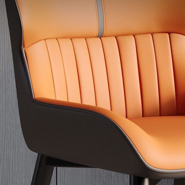 Modern Minimalist Steel Leather Dining Chair Backrest Armless For Dining Room - Image 6