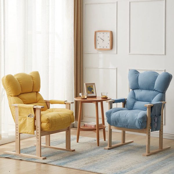 Modern Simplicity Fabric Upholstered Wood Frame Accent Chair Adjustable Backrest Armrest For Home Office - Image 21