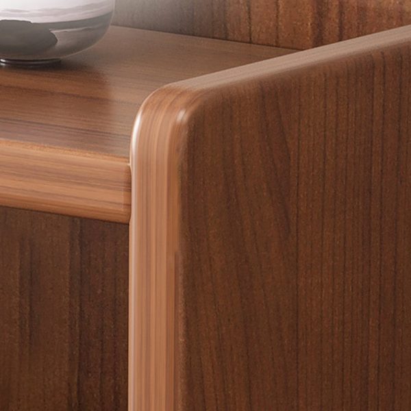 Traditional Chinese Rectangular Wood Density Panel Nightstand 2-Drawer Shelf For Bedroom - Image 13