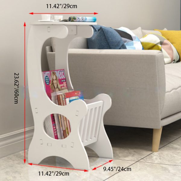 Contemporary Creative Round Rectangular Basket Base Wood Board End Table 1-Storage For Living Room - Image 5