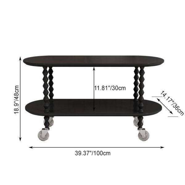 Traditional Vintage Oval Tabletop Solid Wood Panel Plastic Side Table 2-Tier For Living Room - Image 5
