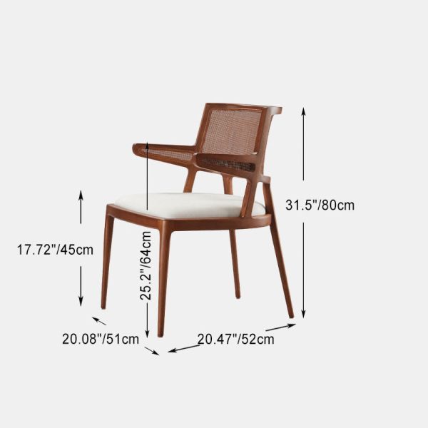 Traditional Chinese Square Wood Weaving Leather Dining Chair Four Legs Backrest Armrest For Dining Room - Image 5