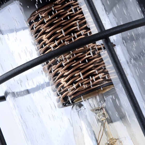 Waterproof Iron Glass Lantern Black Retro Rustic Exterior Wall Lights - Image 8