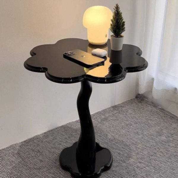 Contemporary Scandinavian Petal Flower Glass Stainless Steel End Table 1-Tier For Living Room - Image 17