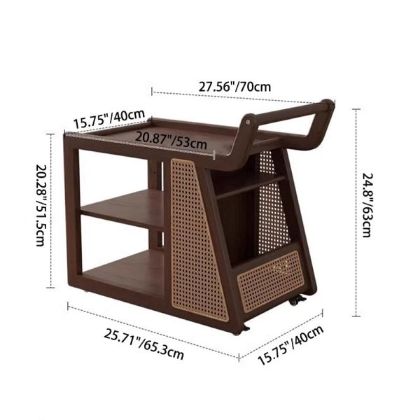 Contemporary Retro Solid Wood Movable Multifunctional Storage End Table 3-Tier For Living Room - Image 6